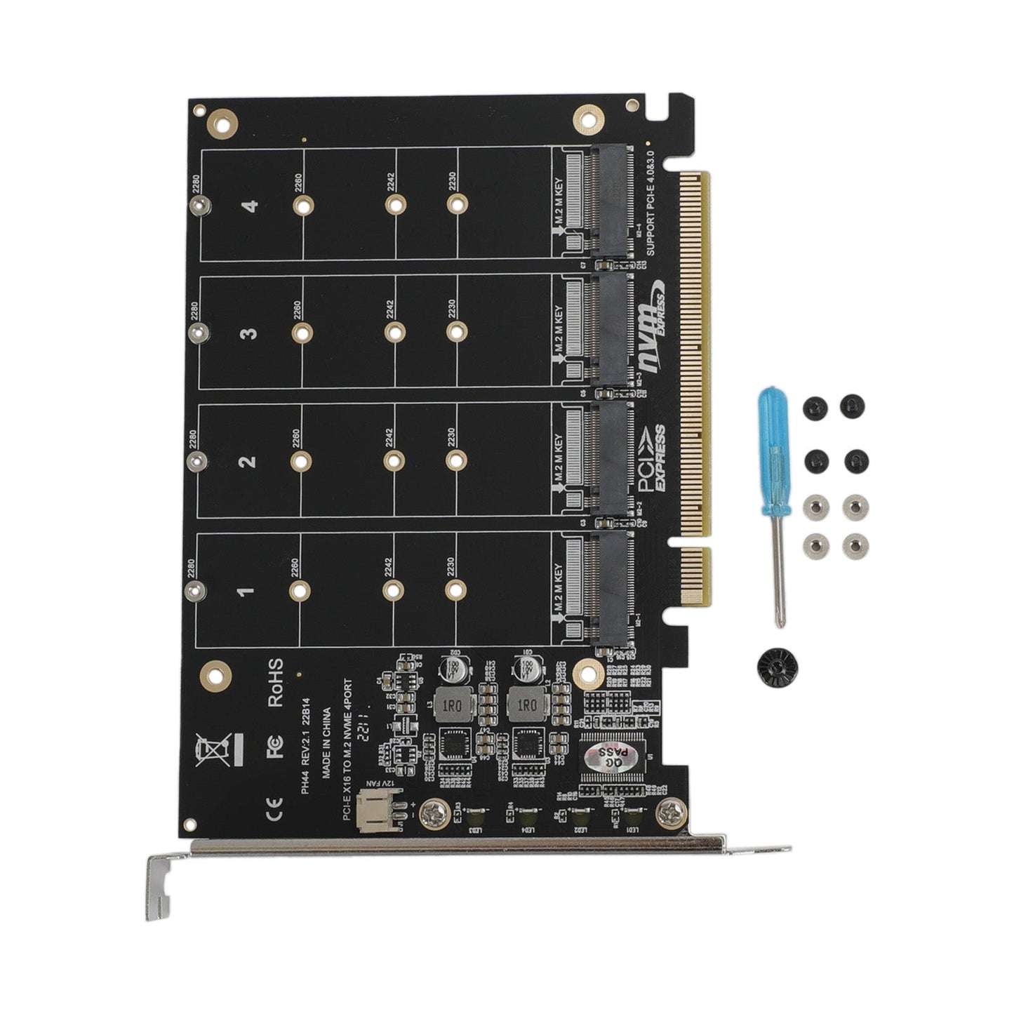 PCI-E Signal Split Array Card PH44 X16 NVME 4 Disk Array Card Support M.2 SSD