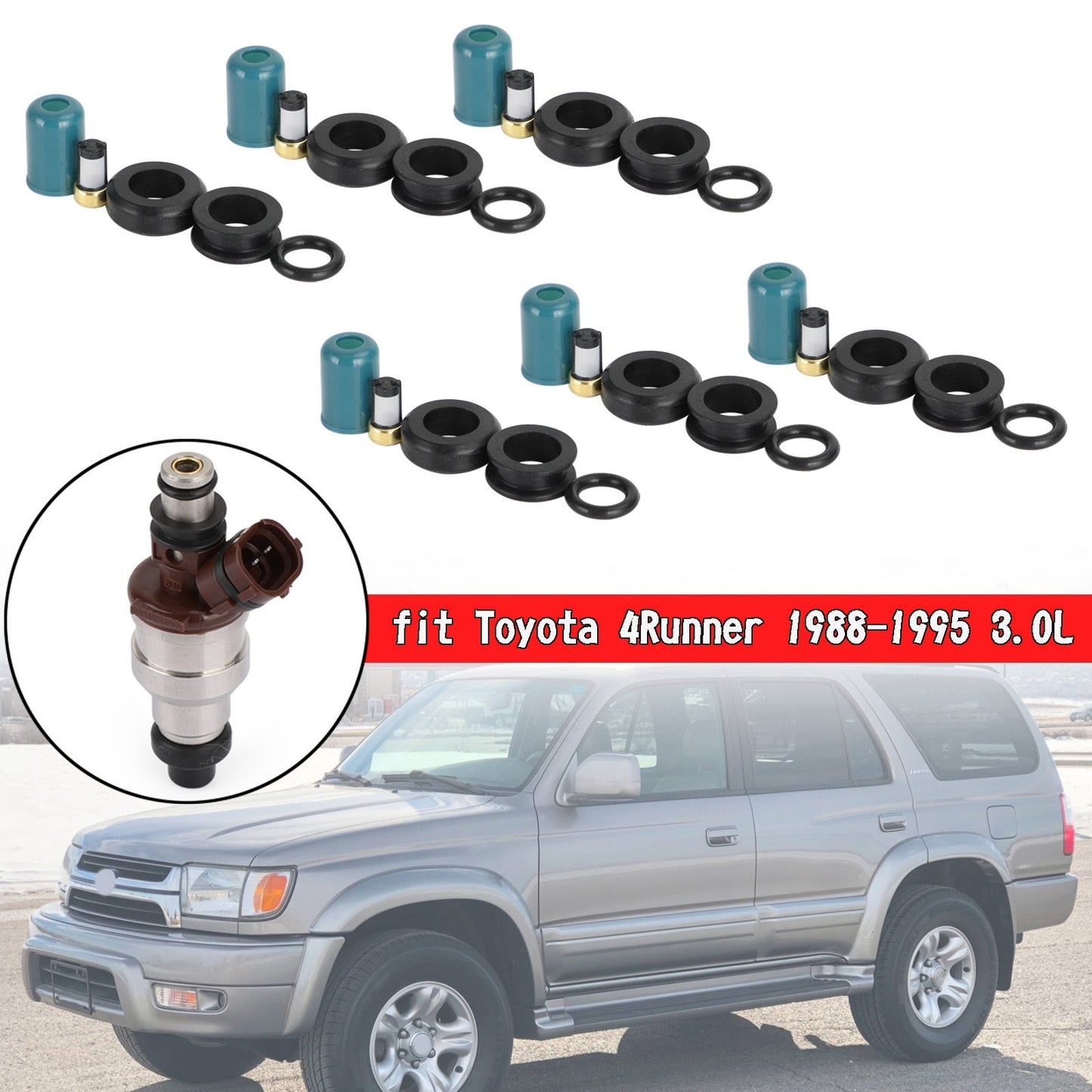 6PCS Fuel Injectors Repair Seal Rebuild Kit fit Toyota 3VZE 1988-1995 3.0L