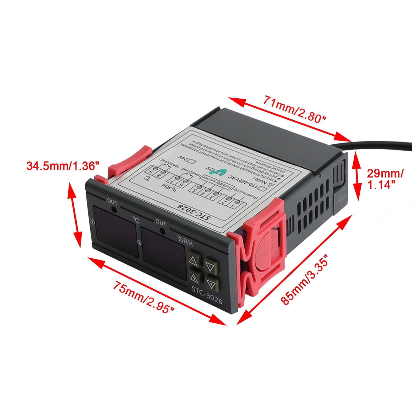 STC-3028 Dual LED Temperature Humidity Controller DC12V Digital Thermostat