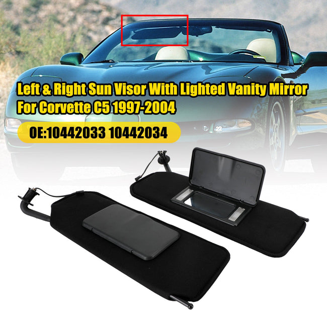 1997-2004 CORVETTE Sun Visor Vanity Mirror C5 Black SunVisors Pair Shaded Fedex Express