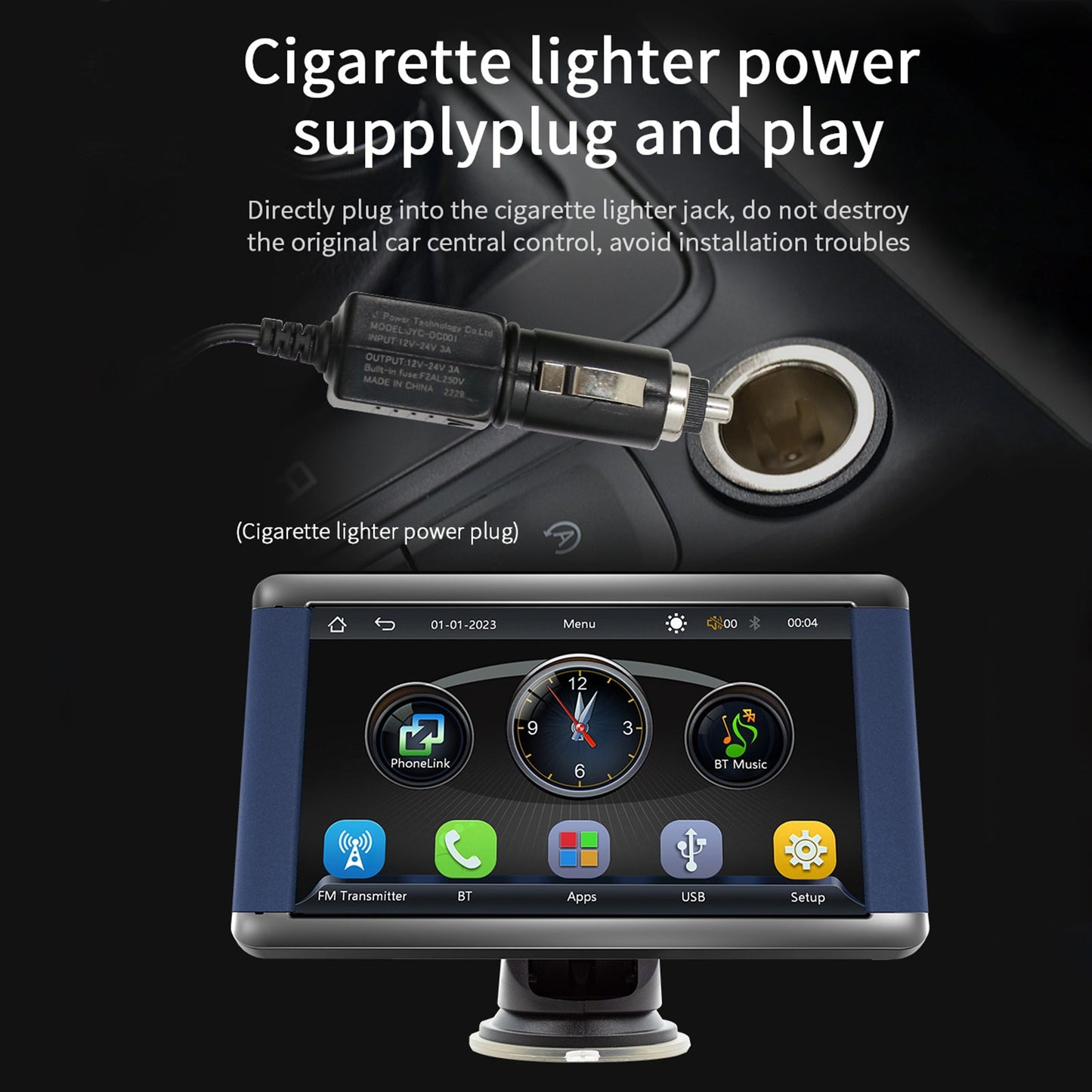 7" Portable Car MP5 Player Bluetooth Monitor Wireless Carplay + 4 LED Camera