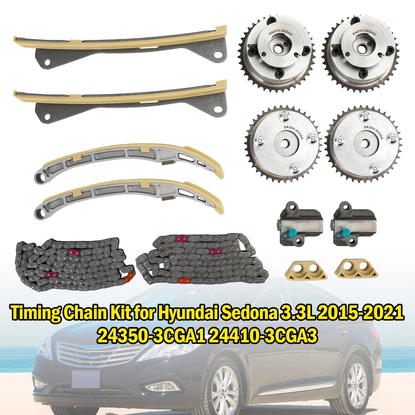 2017-2020 Hyundai Genesis G90 3.3L Timing Chain Kit 24350-3CGA1 24410-3CGA3 24321-3L100