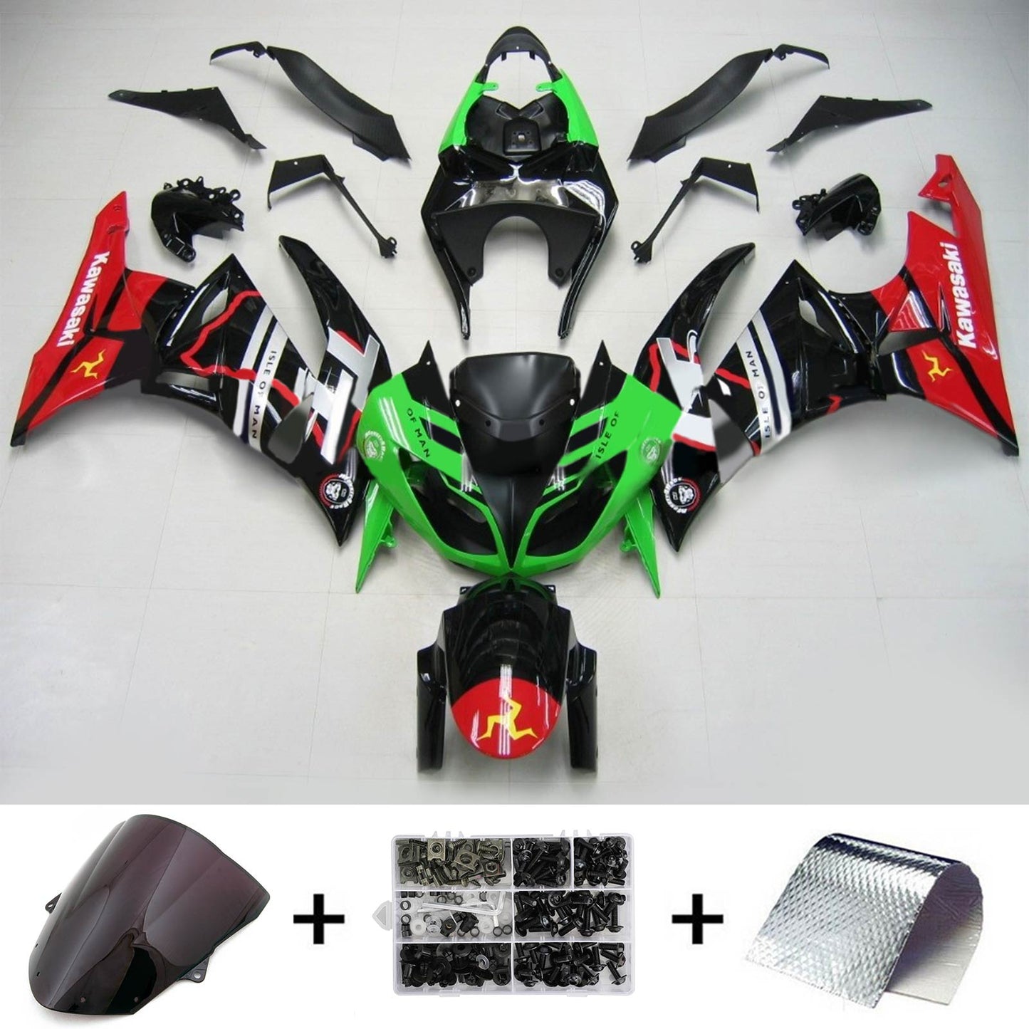 2009-2012 Kawasaki ZX6R 636 Amotopart Injection Fairing Kit Bodywork Plastic ABS #117