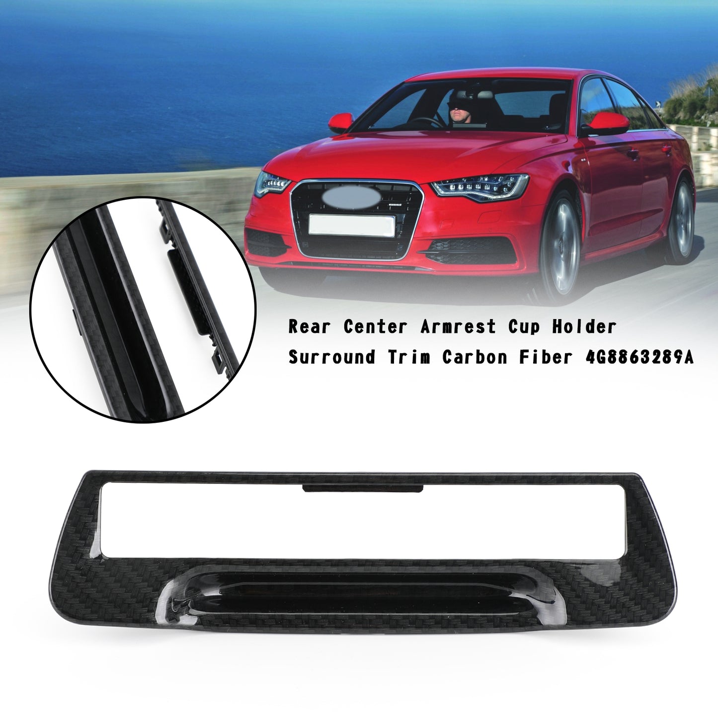 Rear Armrest Cup Holder Surround Trim 4G8863289A For AUDI A6 11-16 A7 11-16 C7