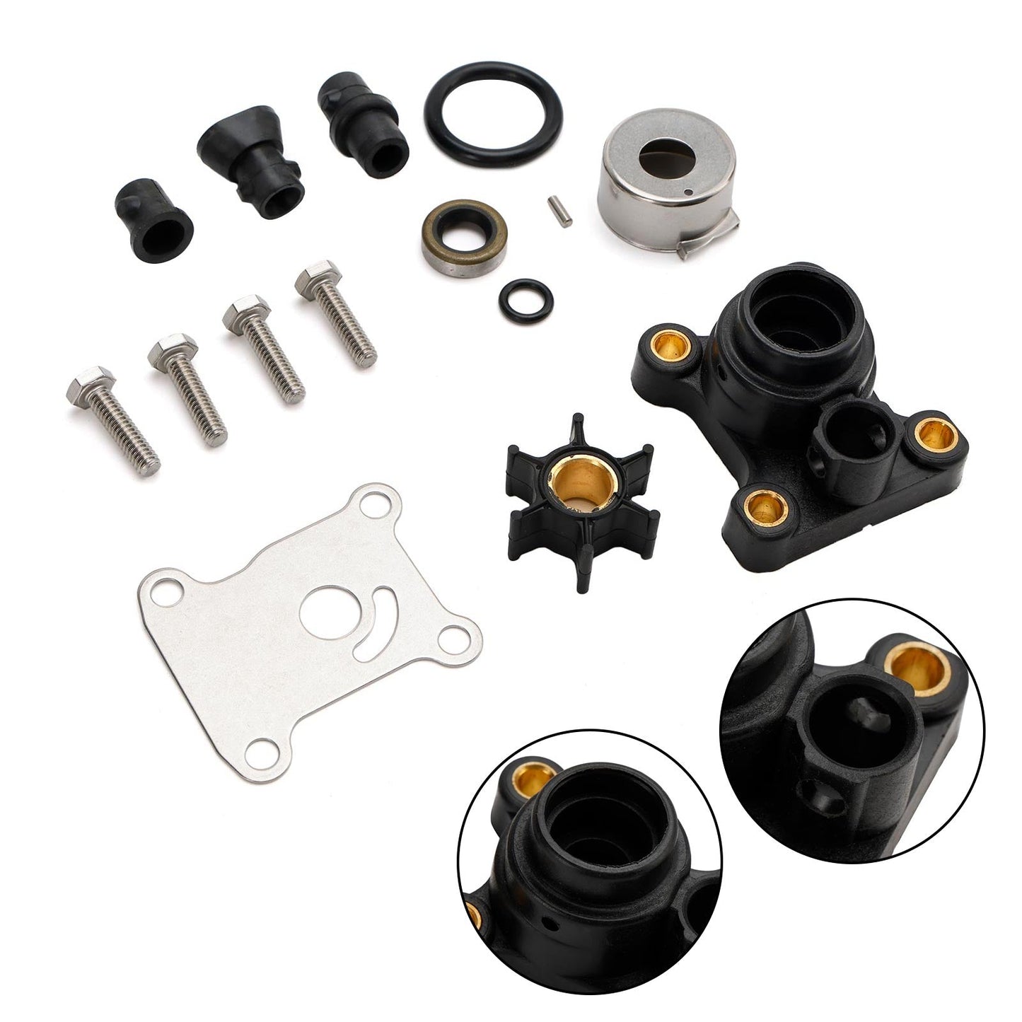 Water Pump Impeller Kit for Johnson Evinrude 8-15HP Outboard w/ Housing 18-3327