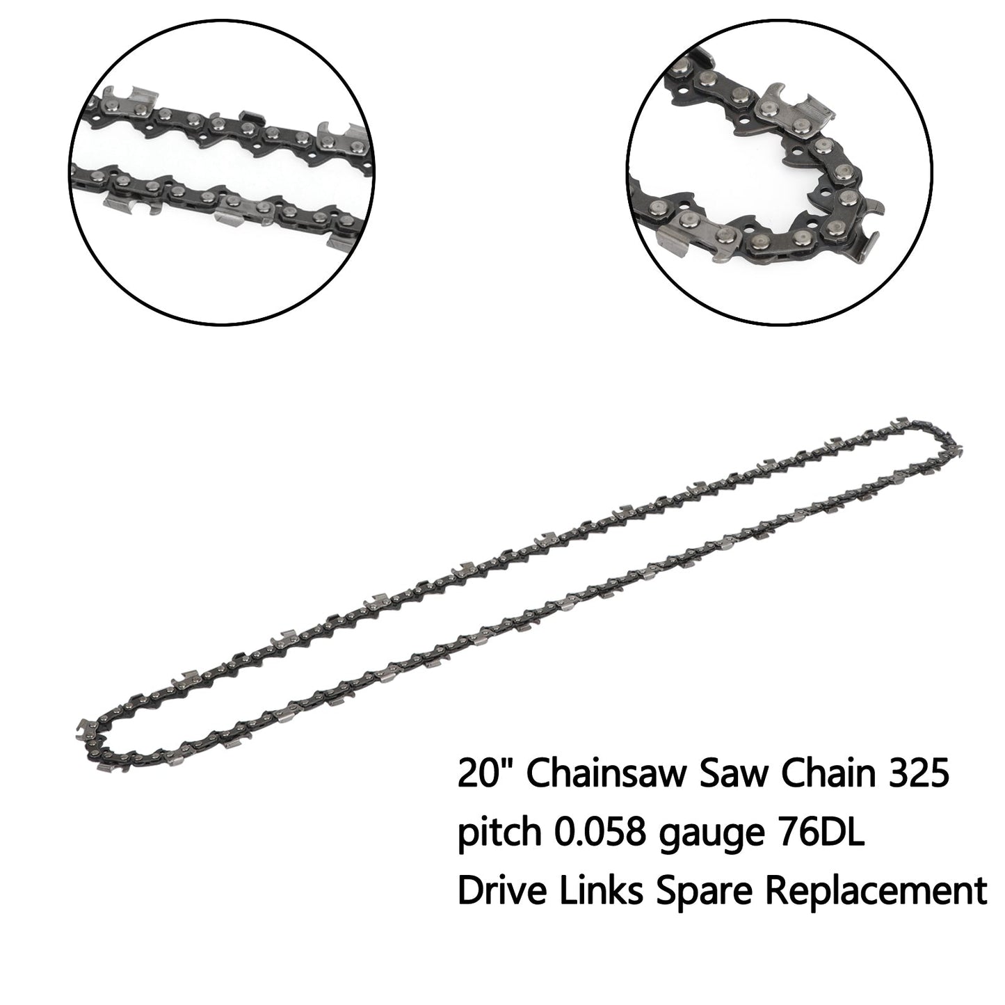 20" Chainsaw Saw Chain 325 pitch .058 gauge 76DL Drive Links Spare Replacement