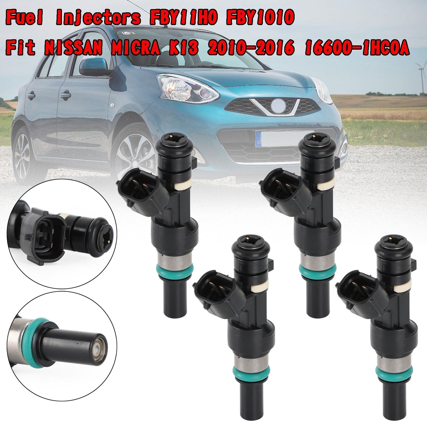 4PCS Fuel Injectors FBY11H0 FBY1010 Fit NISSAN MICRA K13 2010-2016 16600-1HC0A