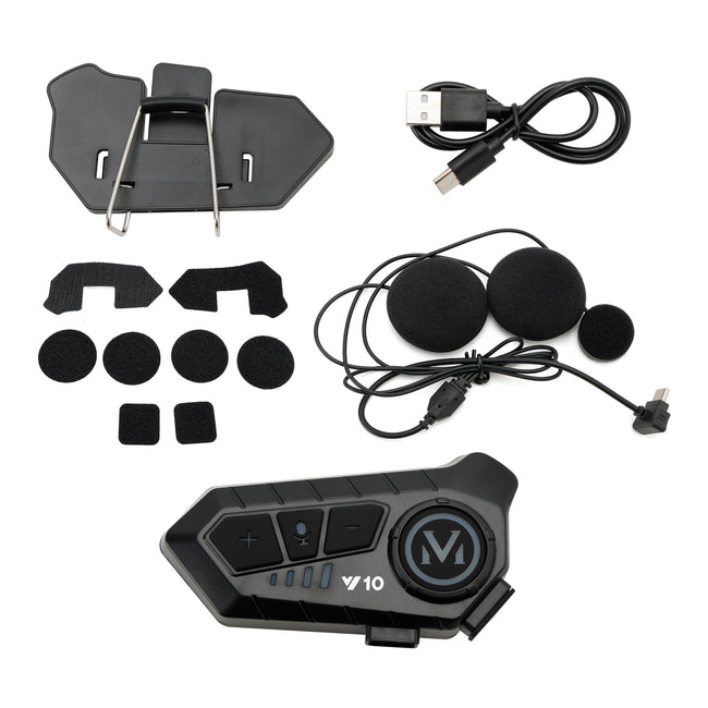 Universal Speaker Player Helmet Bluetooth Earphone Headset Black For Motorcycle