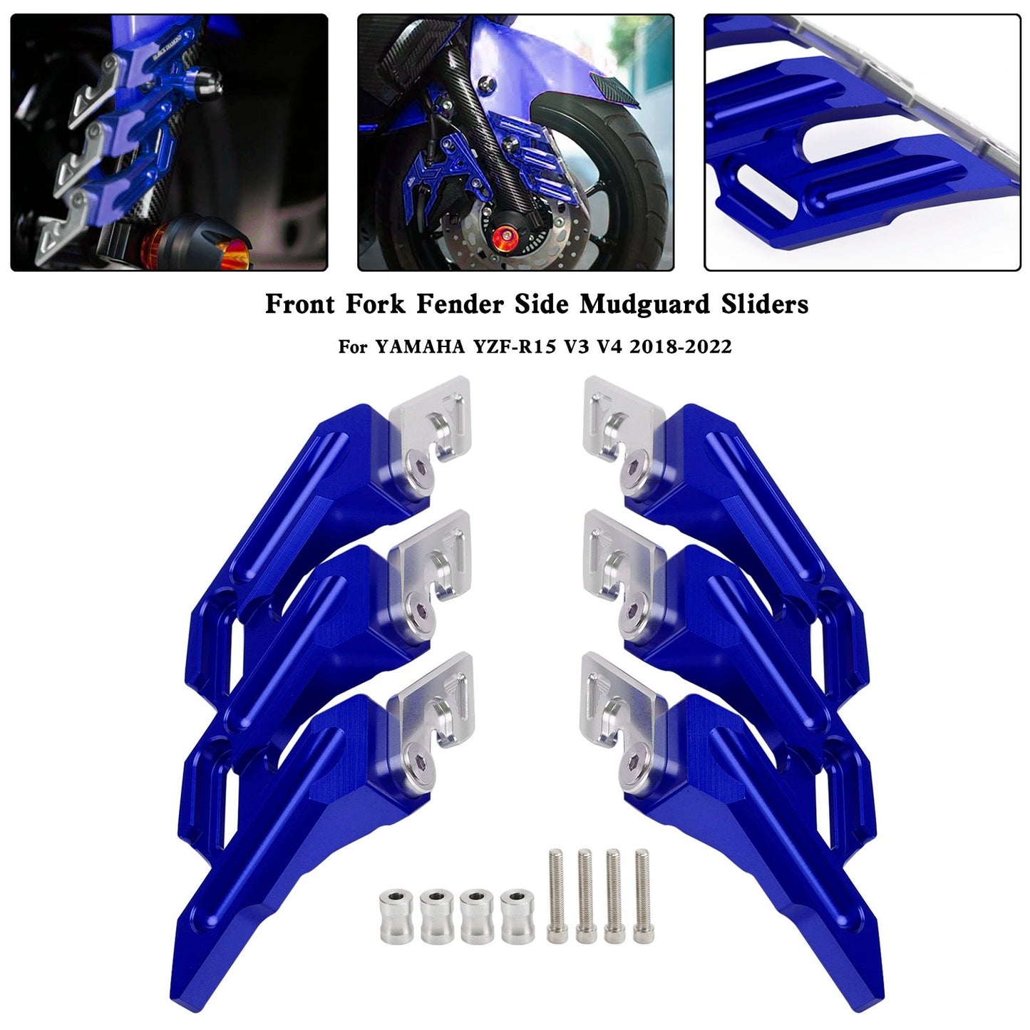 YAMAHA YZF-R15 V3 V4 2018-2022 CNC Front Fork Fender Side Mudguard Sliders