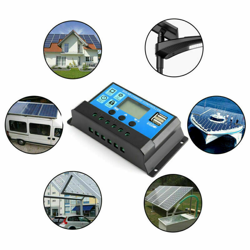 50A Solar Panel Battery Regulator Charge Controller PWM LCD Dual USB 12